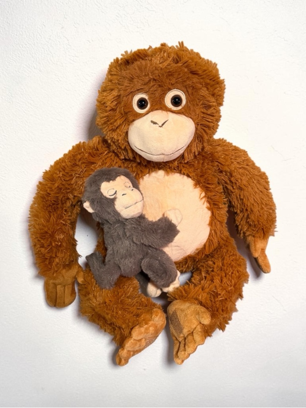 Plush Brown Orangutan with Baby Stuffed Animal